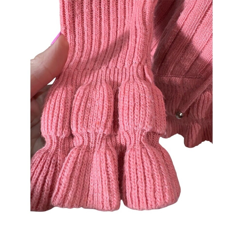 Jon & Anna Cardigan Sweater Womens L Pink Ruffle Open Front Waist Tie - Picture 4 of 9